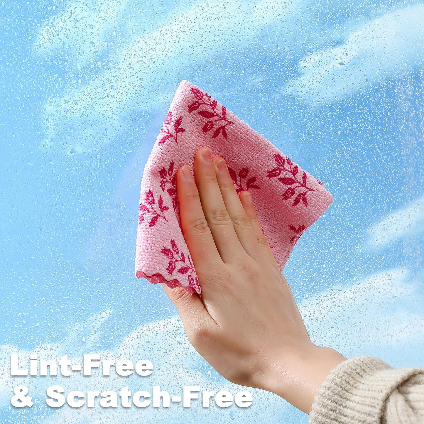 Microfiber Cleaning Cloth Roll,80 Pack Cleaning Towels,Lint Free Rags Paper Towels & Tear Away Reusable Towels,Washable Shop Rags Floral Wipe Cloth,Wash Cloths Dish Rags for Car Kitchen Window