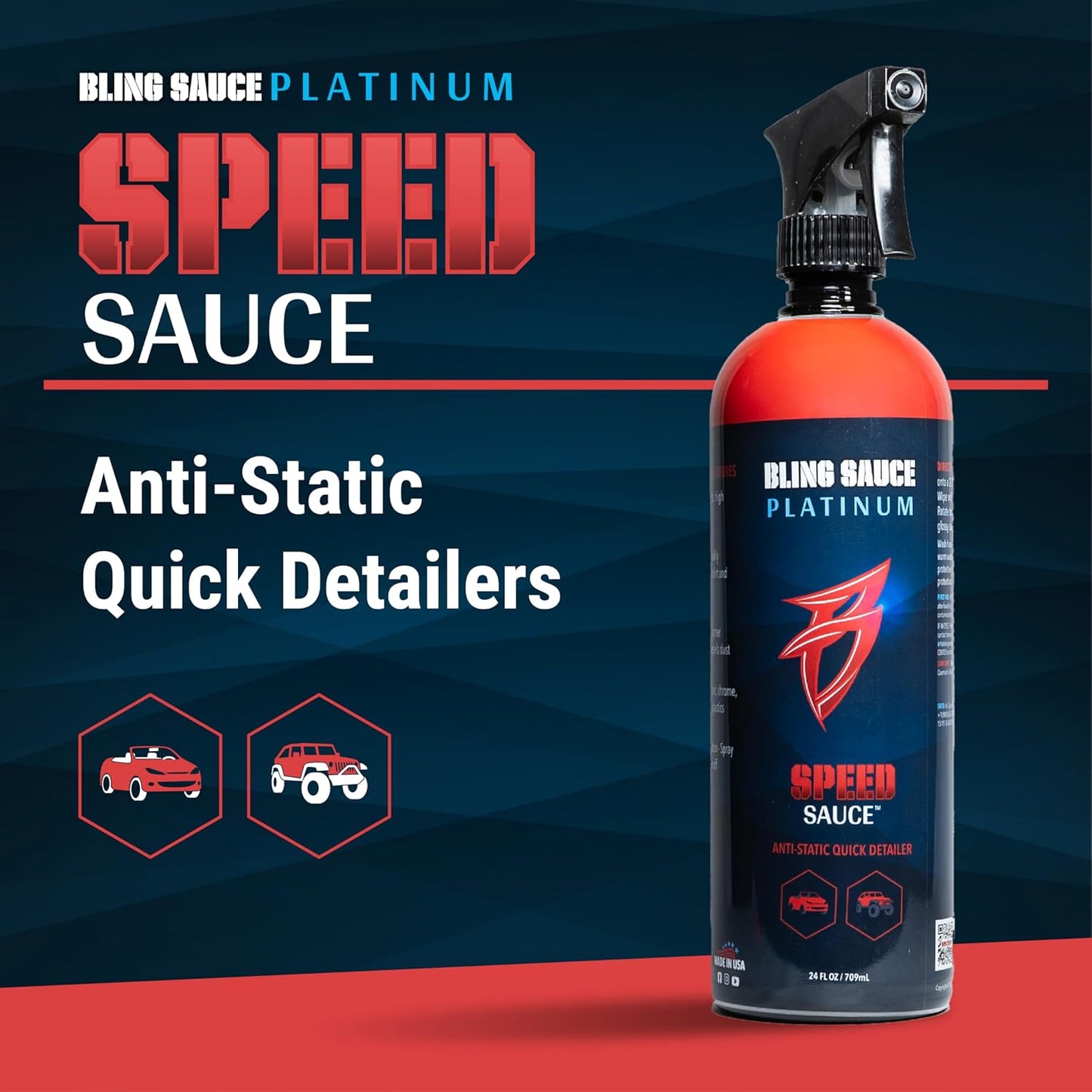 Bling Sauce Platinum Spots Sauce, Heavy-Duty Hard Water Spot Remover for Cars, Trucks, SUVs, 24oz.