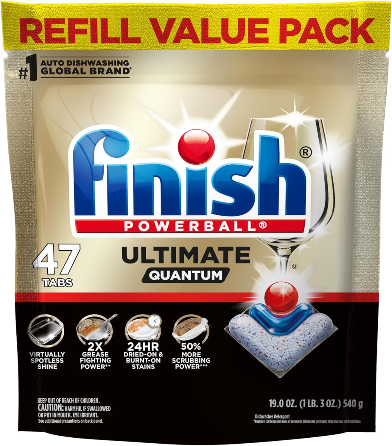 Finish Ultimate Infinity Shine Dishwasher Pods, No Pre-Rinse Dishwasher Detergent Soap Removes Burnt-On Stain, with Protector Shield & CycleSync Technology, Degreasing & Scrubbing Power, 62 Count