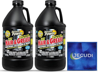 Hair & Grease Cleaner for Drains – Fast-Acting Liquid Clog Remover for Kitchen and Bathroom Plumbing, Safe for Pipes and Septic Systems, Includes Microfiber Cleaning Towel