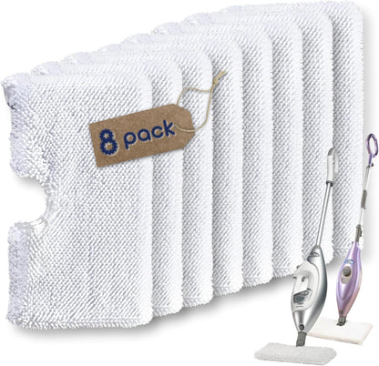 F Flammi 8-Pack Replacement Pads Compatible with Shark Steam Pocket Mop S3501 S3601 S3901 S3550 S3801 SE450, Double-Sided Microfiber Refills for Hardwood Tile Floor, Professional Scrubbing Strips