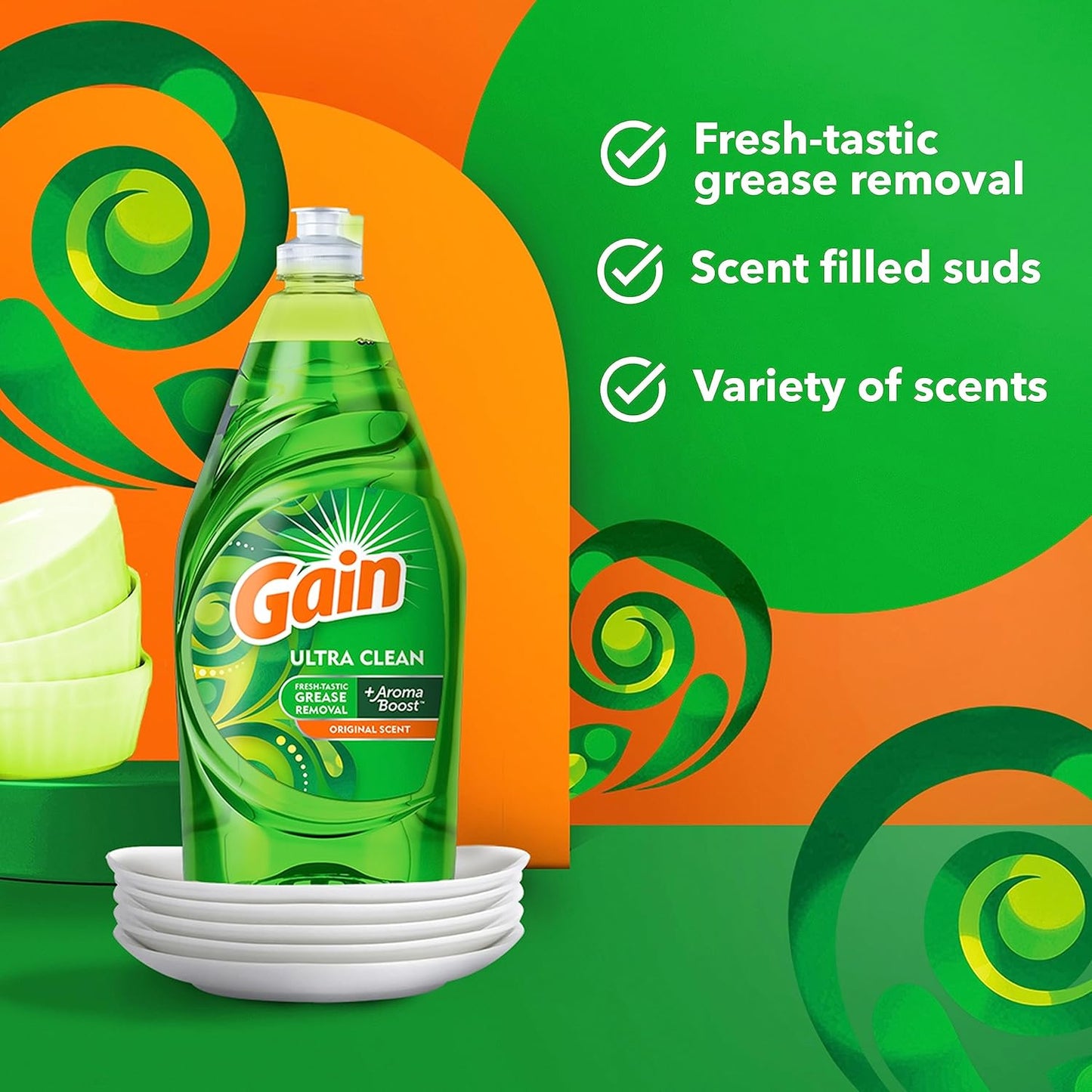 Gain Ultra Liquid Dish Soap, Original Scent, 38 oz. (74346)