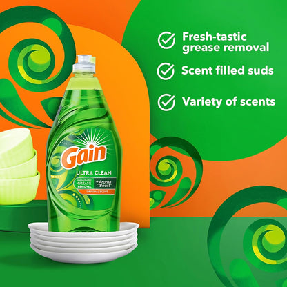 Gain Ultra Liquid Dish Soap, Original Scent, 38 oz. (74346)