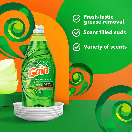 Gain Ultra Liquid Dish Soap, Original Scent, 38 oz. (74346)