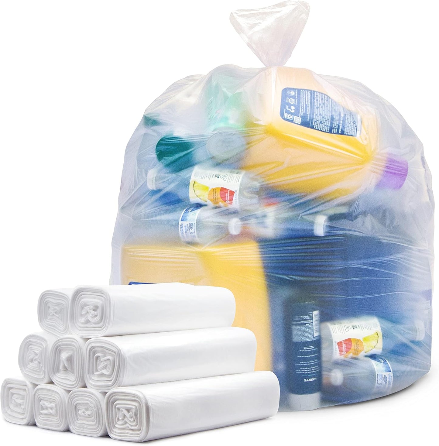 Tasker 30-33 Gallon Trash Bags Heavy Duty (Value 100/Bags w/Ties) Clear Large Plastic Recycling Garbage Bags. 30 Gal, 32 Gallon Clear Large Trash Bags