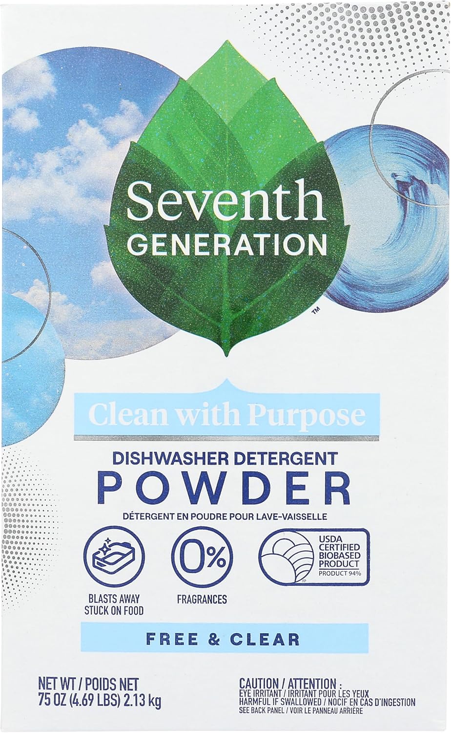 Seventh Generation Free and Clear Dishwasher Detergent Powder 75 oz