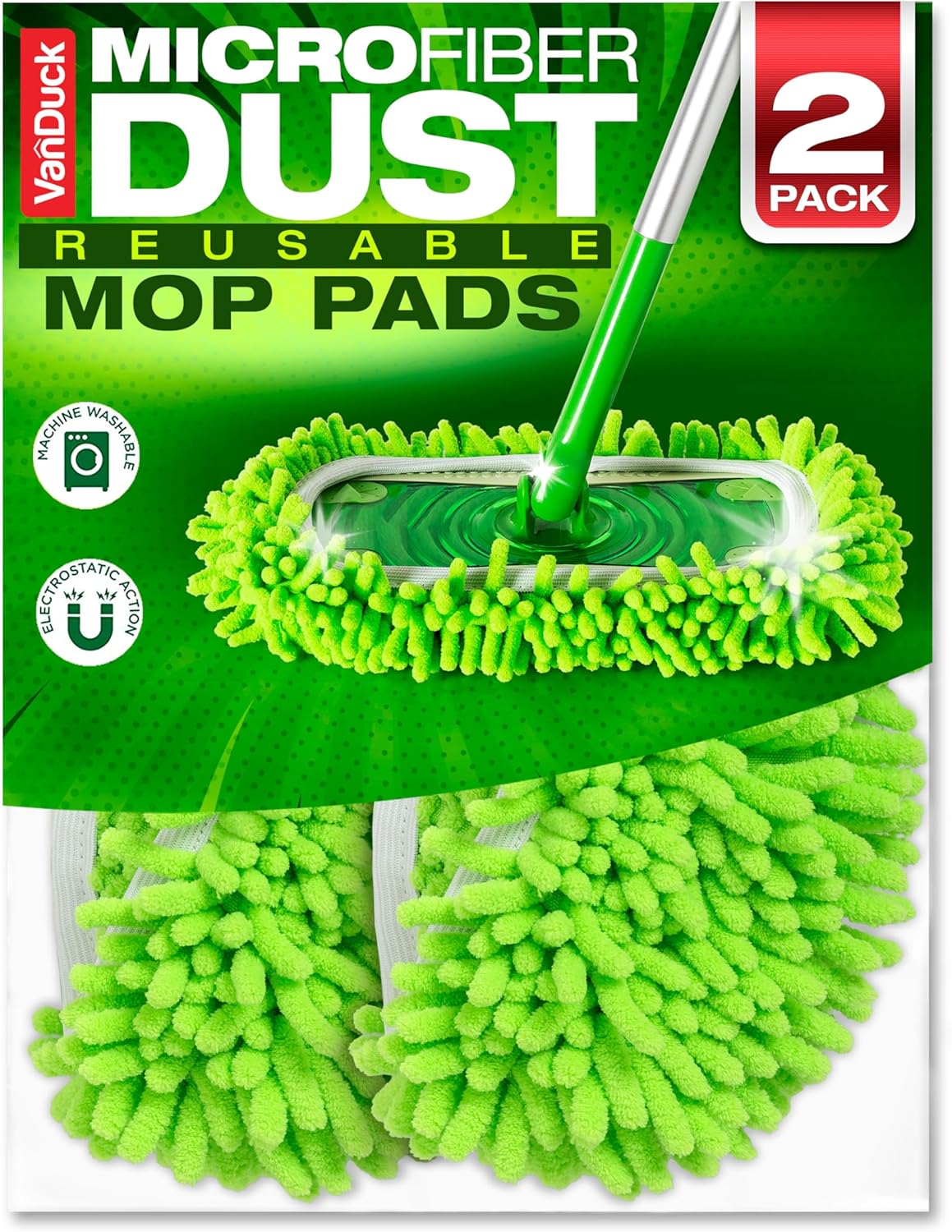 VanDuck Reusable 100% Cotton Mop Pads Compatible with Swiffer Sweeper (4-Pack), Terry Cloth Mop Covers Washable for Wet Mopping and Floor Cleaning (Handle is Not Included)