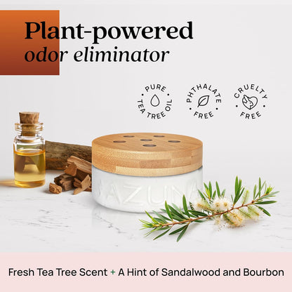 Azuna Air Freshener & Odor Eliminator for Strong Odor | 2 Room Kit Includes (2) 8 oz. Empty Luxe Glass Jars & 12 oz | Refill with Tea Tree Essential Oil Gel | Amalfi Breeze | Last 60-90 Days