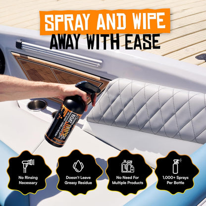 Boat Juice Interior 2-in-1 Vinyl Boat Seat Cleaner & Ceramic UV Protectant Spray | Marine Interior Detailing | Upholstery, Carpet & Plastic | Orange Creamsicle Scent | Made in USA