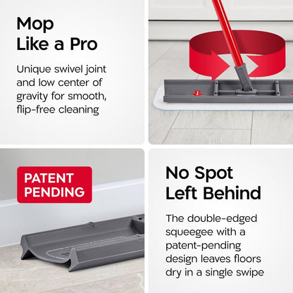 Tyroler Heavy Duty Floor Squeegee for Concrete Floors | 16.5" Squeegee for Floor with 55" 4-Part Handle | Squeegees Broom for Floors | The MoppyShmoppy is The Ideal Squeegees Mop for All Surfaces