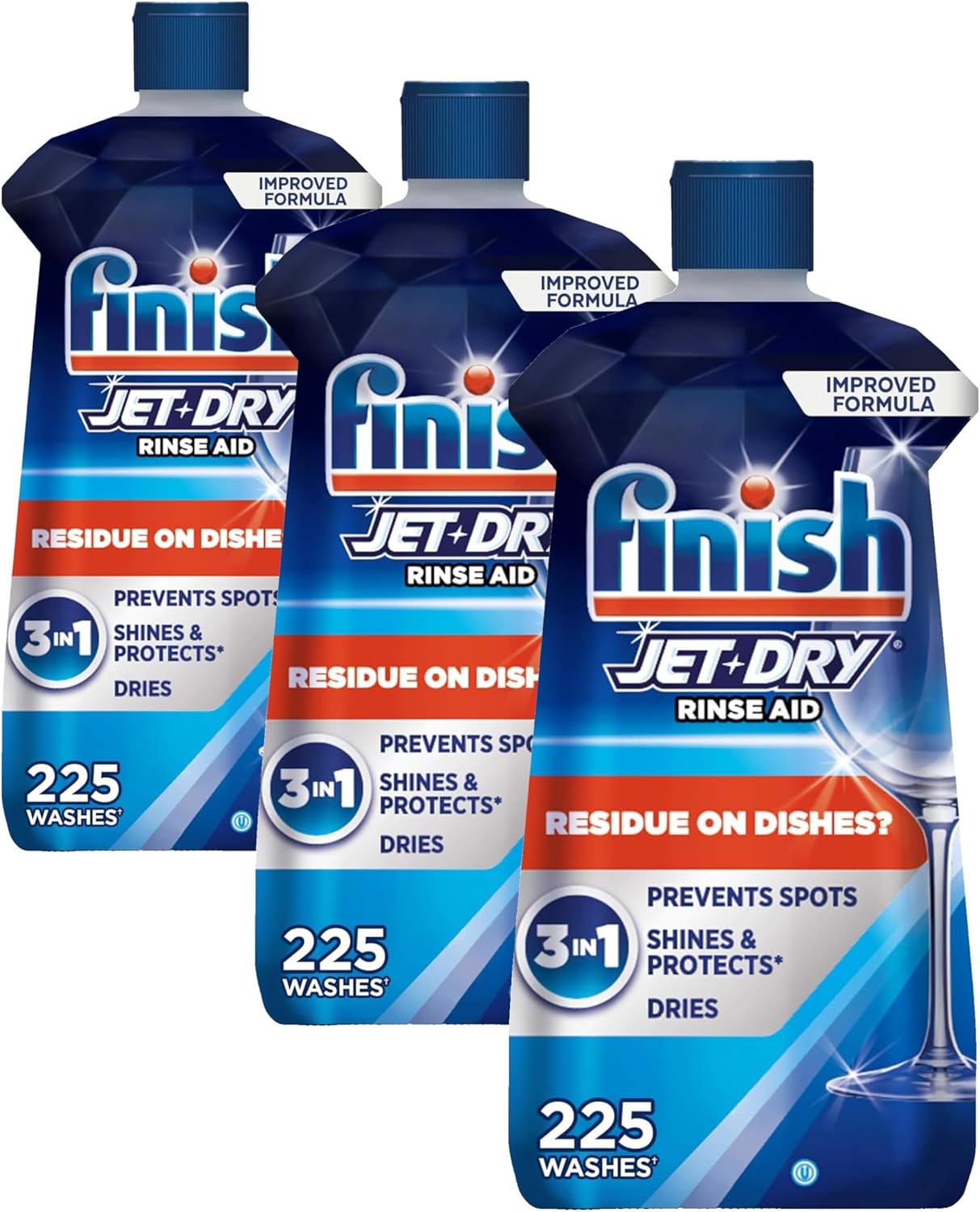 Finish Jet-Dry Dishwasher Rinse Aid, Compatible with Dishwasher Detergent, Prevents Spots & Residues, Dries, Shine & Protects, 32 oz, 315 washes