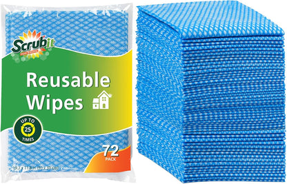 SCRUBIT Reusable Cleaning Wipes, Handy Wipes for Kitchen and Office - Dish Cloths for Washing Dishes - Multi Purpose Disposable Cleaning Towels (12 x 20 in) 72 Pack (Yellow)