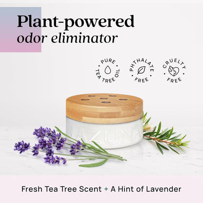Azuna Air Freshener & Odor Eliminator for Strong Odor | 2 Room Kit Includes (2) 8 oz. Empty Luxe Glass Jars & 12 oz | Refill with Tea Tree Essential Oil Gel | Amalfi Breeze | Last 60-90 Days
