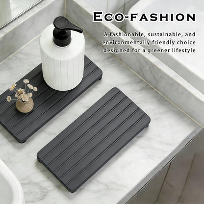 Instant Dry Sink Tray, Anti-Slip Stone Sink Caddy, Durable Kitchen Sink Organizer, Quick Dry Water Absorbing Stone Tray for Bathroom Counter, Stone Soap Tray -Dark Gray
