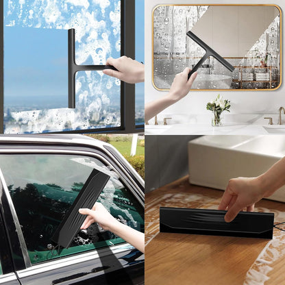 2PACK Shower Squeegee for Glass Doors, All-One-Piece Silicone with Built-in Hook Design for Easy Hanging and Cleaner Tool, for Bathroom, Glass, Kitchen, Tile Wall, Car