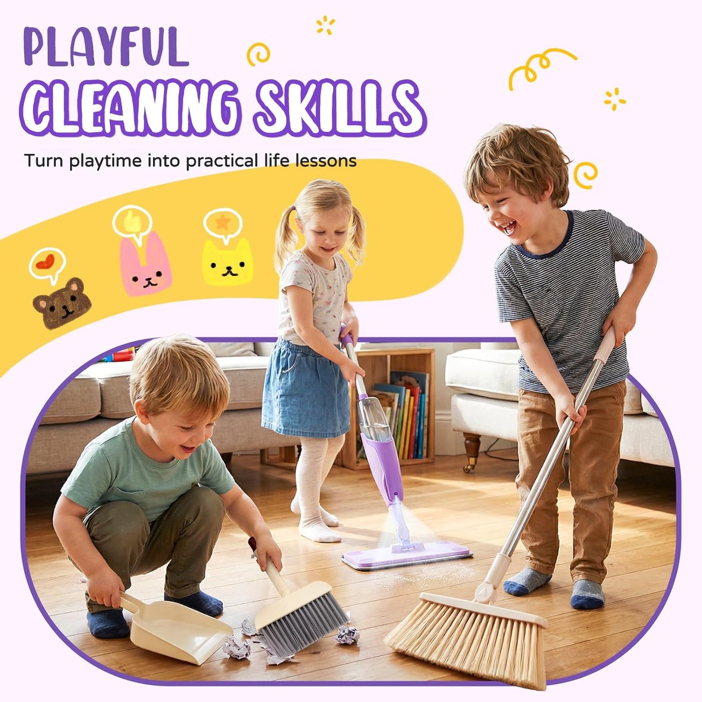 Toddler Spray Mop-Montessori Toys Mini Size Cleaning Mini Mop that Really Spray -Kid Pretend Play Toys Gift for Toddlers Girls Boys