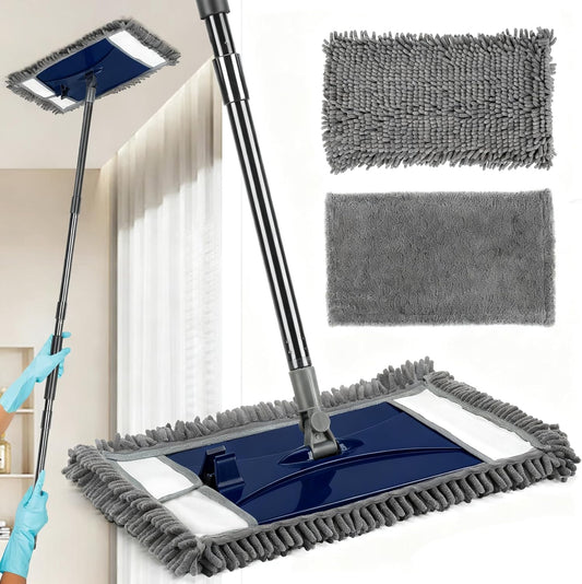 Wall Cleaner Mop with Long Handle, Wall Dust Cleaning Mop for Washing Walls with 2 Microfiber Reusable Pads,Floor Dry Wet Dust Mops for Wall Washer, Floor,Ceiling Cleaner