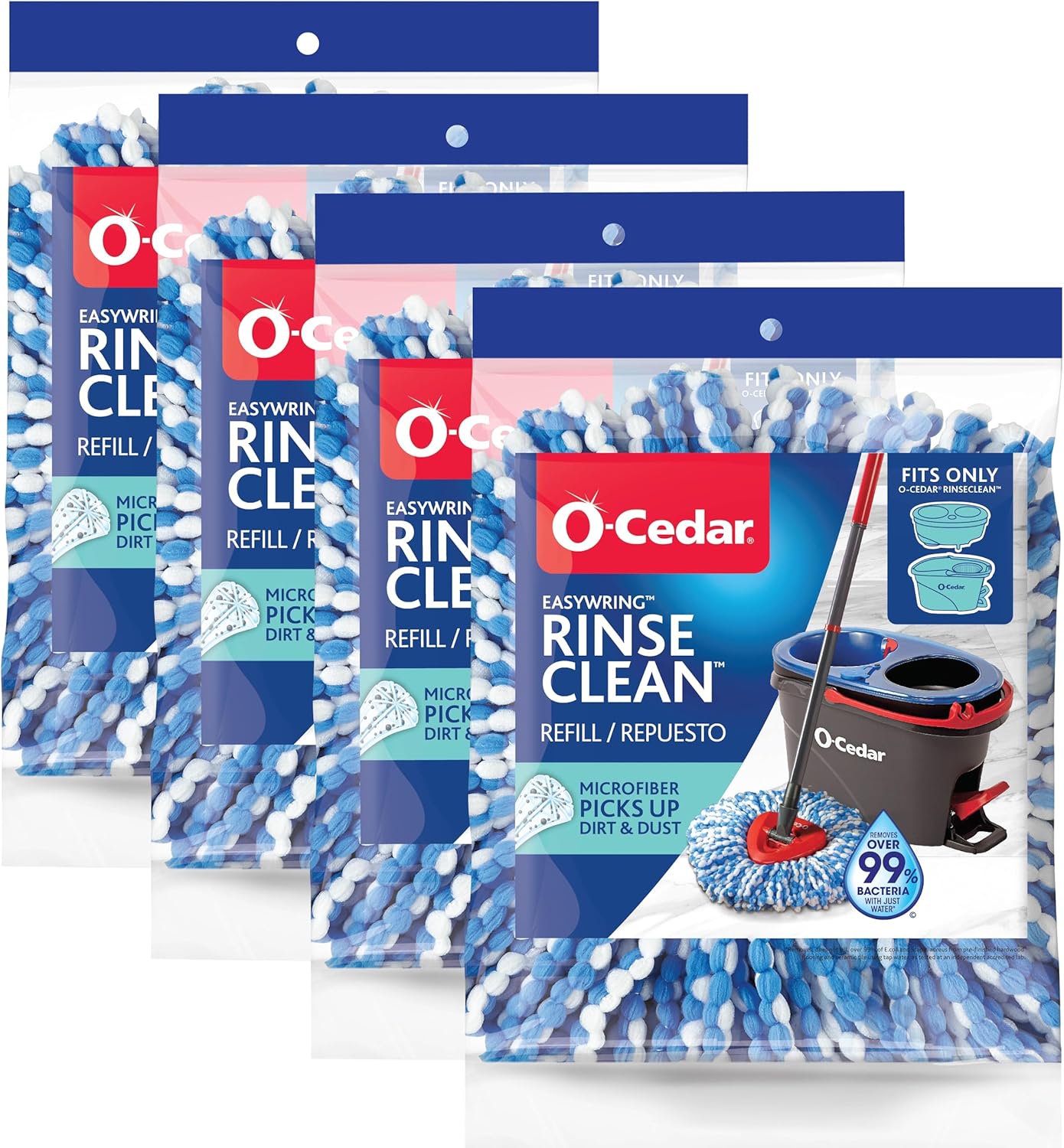 O-Cedar Genuine RinseClean Deep Clean Spin Mop Head Replacement (1-Pack) | 40% More Cleaning Power | Microfiber Refill | Machine Washable | Compatible with O-Cedar EasyWring RinseClean Spin Mop System