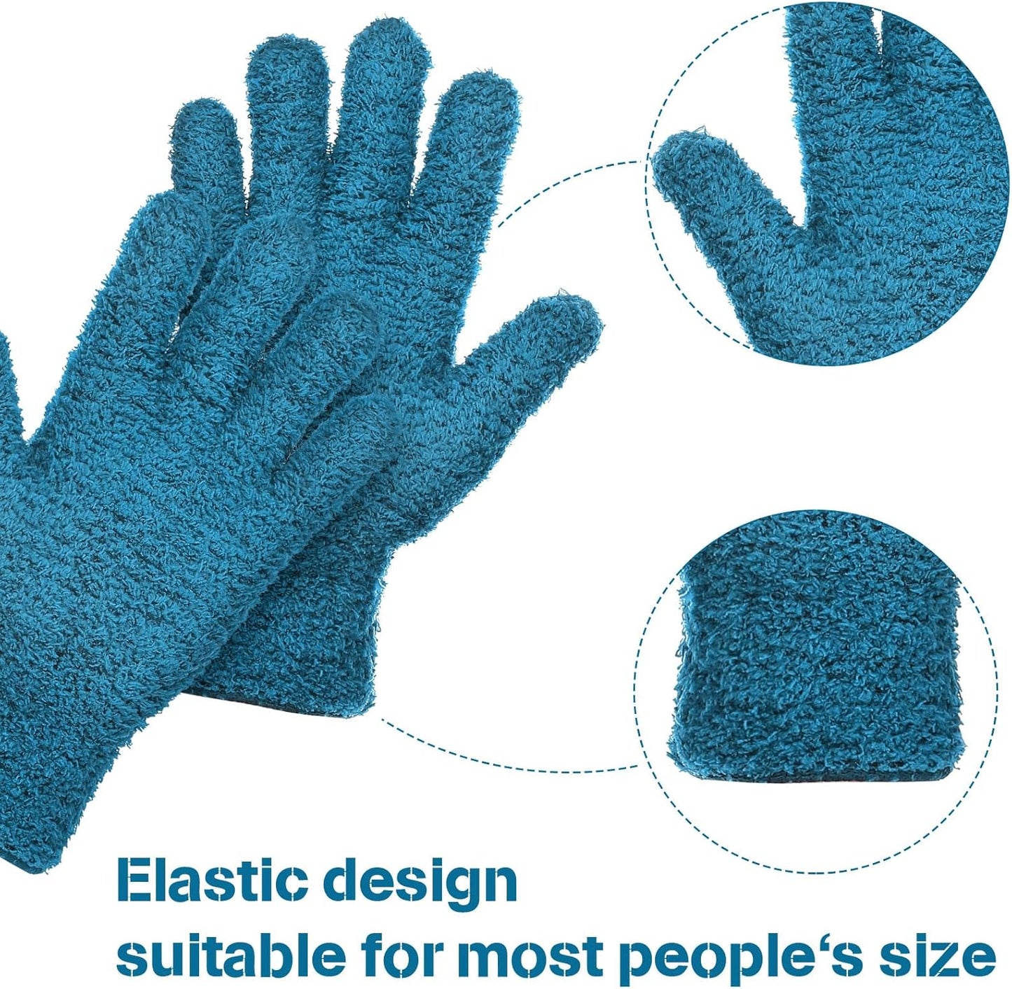Patelai 2 Pairs Microfiber Gloves for plants Dusting Cleaning Glove Mittens House Cars Blinds Dusting(Blue, Grass Green,Large)