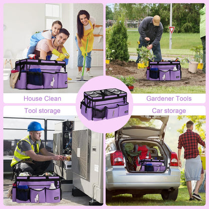 Extra-Large Wearable Cleaning Caddy With Detachable Divider,Cleaning Caddy For Cleaning Supplies Large Cleaning Supply Caddy With Adjustable Shoulder Strap & Waist Belt For Cleaners