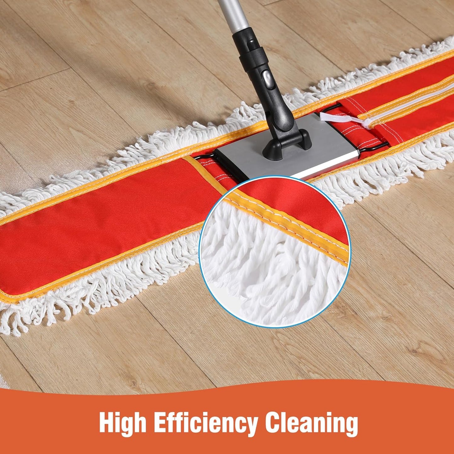 CLEANHOME Heavy-Duty 36" Commercial Dust Mop & Floor Sweeper - Extra Wide Wet/Dry Hardwood Floor Cleaner with 59" Long Handle, Washable Microfiber and Oxford Mop Pad