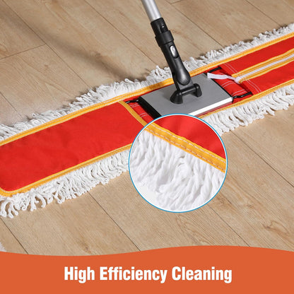 CLEANHOME Heavy-Duty 36" Commercial Dust Mop & Floor Sweeper - Extra Wide Wet/Dry Hardwood Floor Cleaner with 59" Long Handle, Washable Microfiber and Oxford Mop Pad