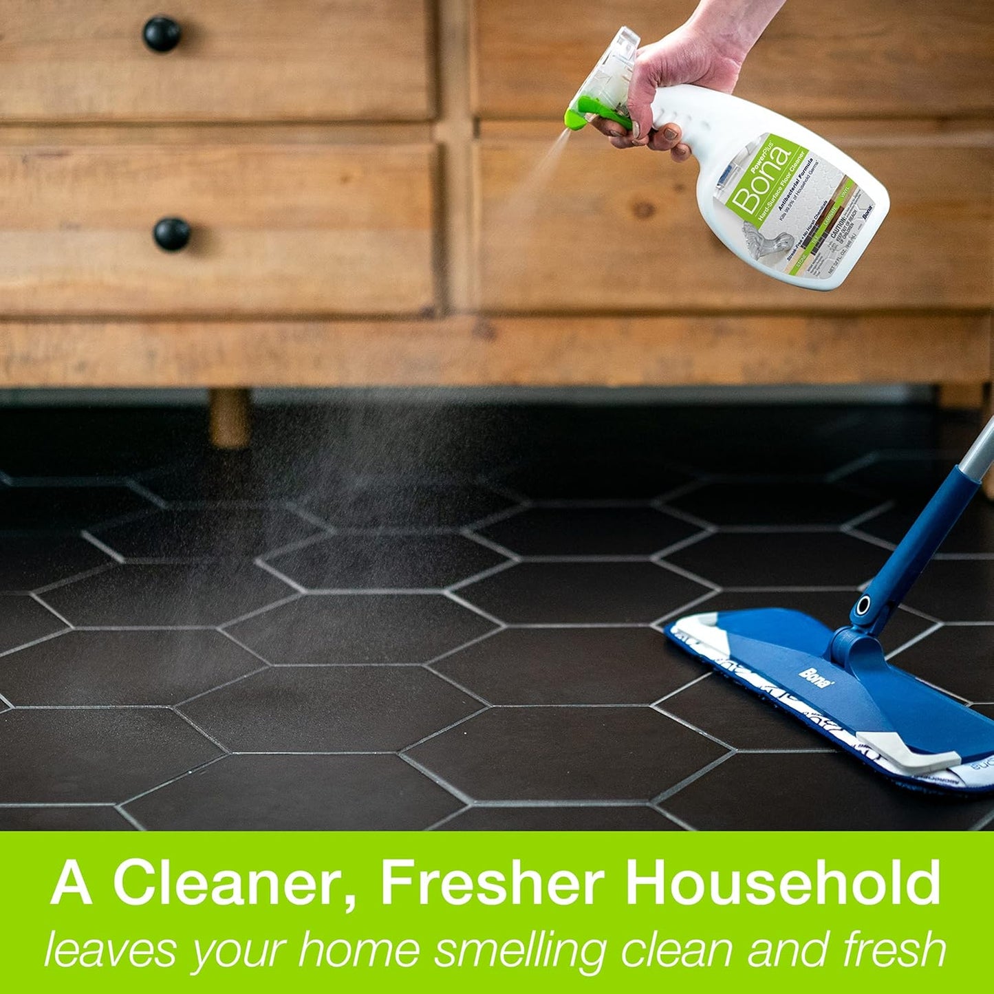 Bona PowerPlus Multi-Surface Floor Deep Cleaner Spray - 32 fl oz - Refillable - Antibacterial Floor Cleaning Solution for Stone, Tile, Laminate, and Vinyl Floors