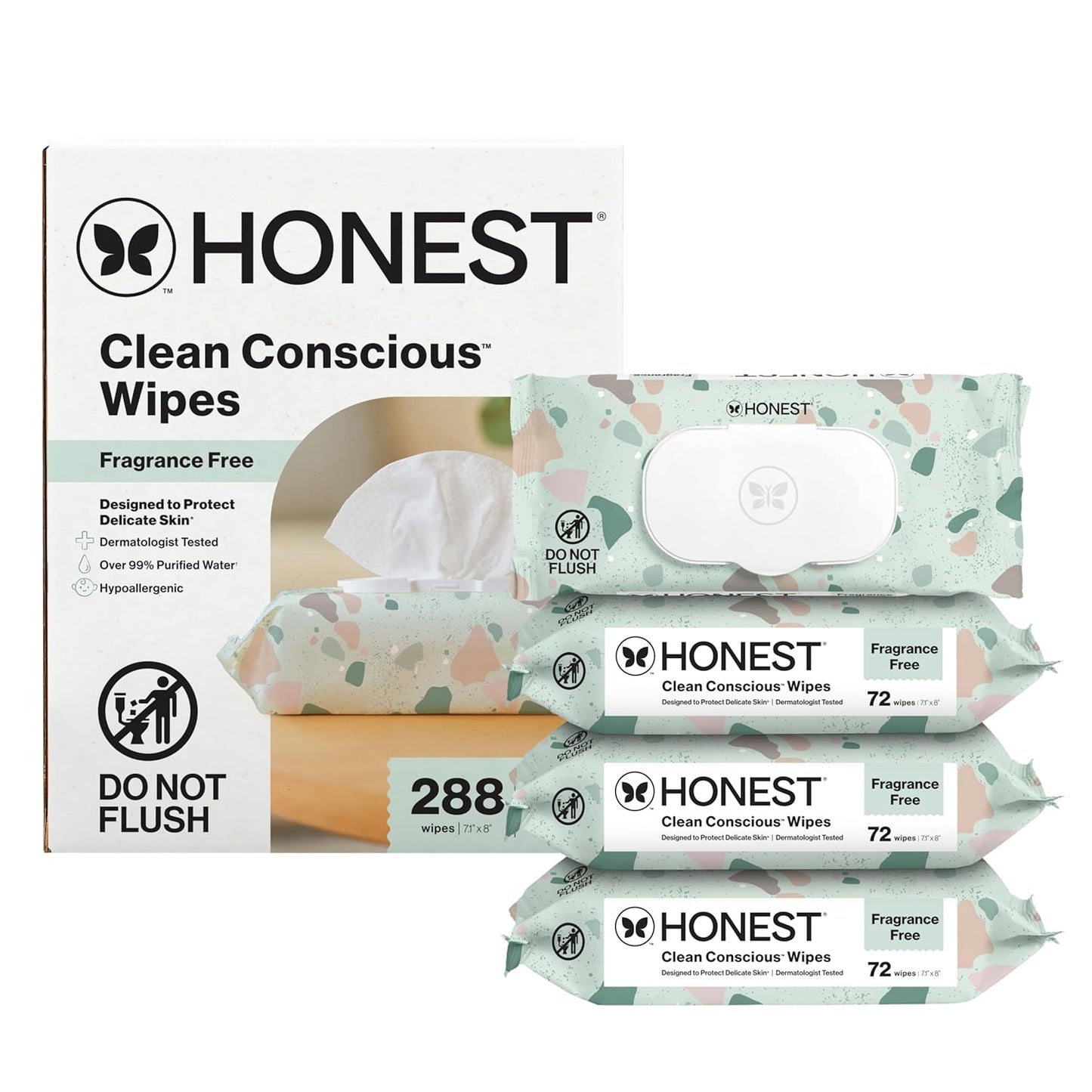The Honest Company Hypoallergenic Multi-Use Baby Wipes for Sensitive Baby Skin, Rose Blossom, 60 Count