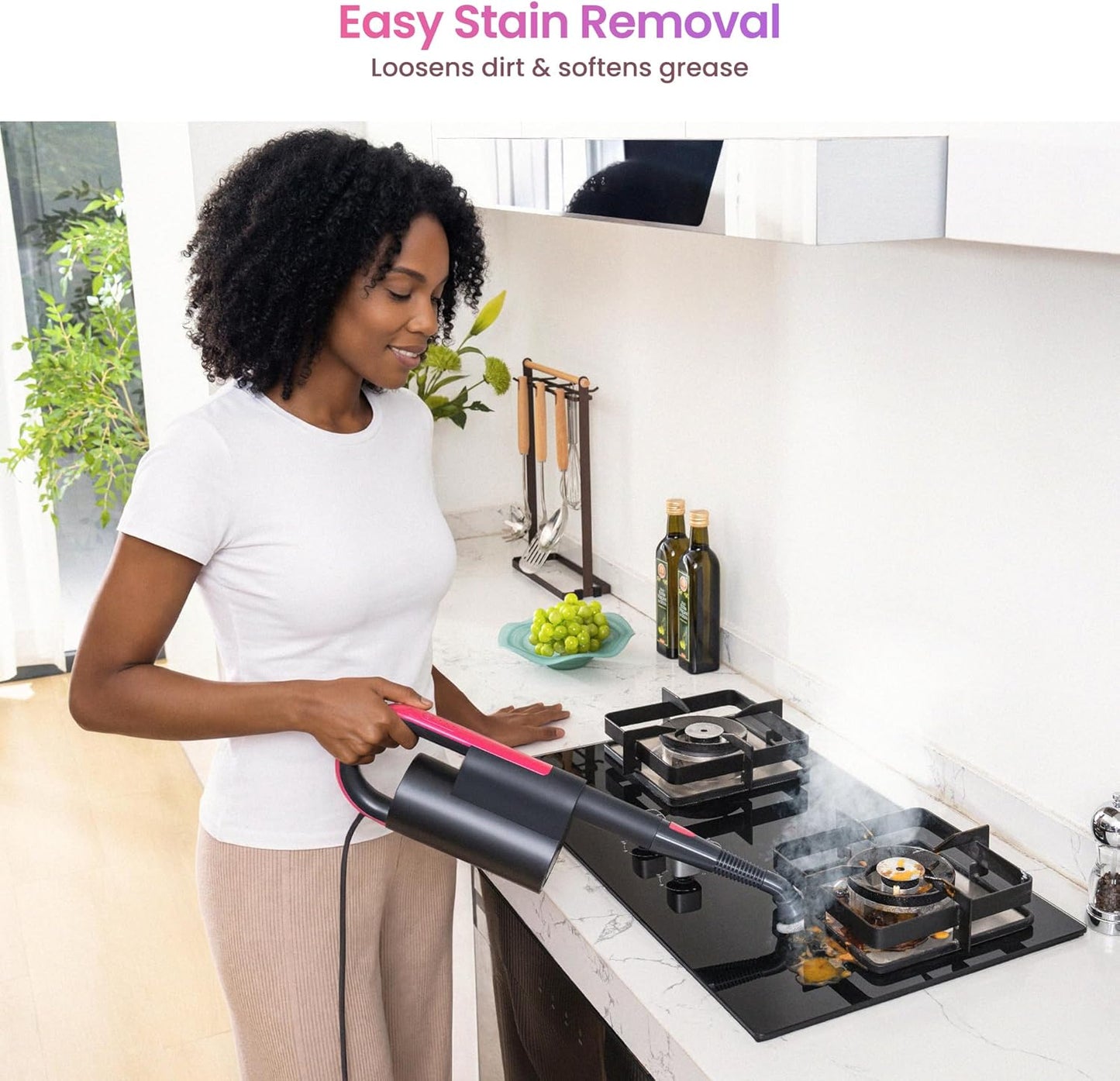 Schenley Steam Mop Cleaner Powerful - 15s Fast Heat-Up, Chemical-Free for Hardwood/Tile/Laminate & Floors/Walls, Washable Pads, 3 Modes for Carpet, Lightweight, Self-Standing, Sleek Design