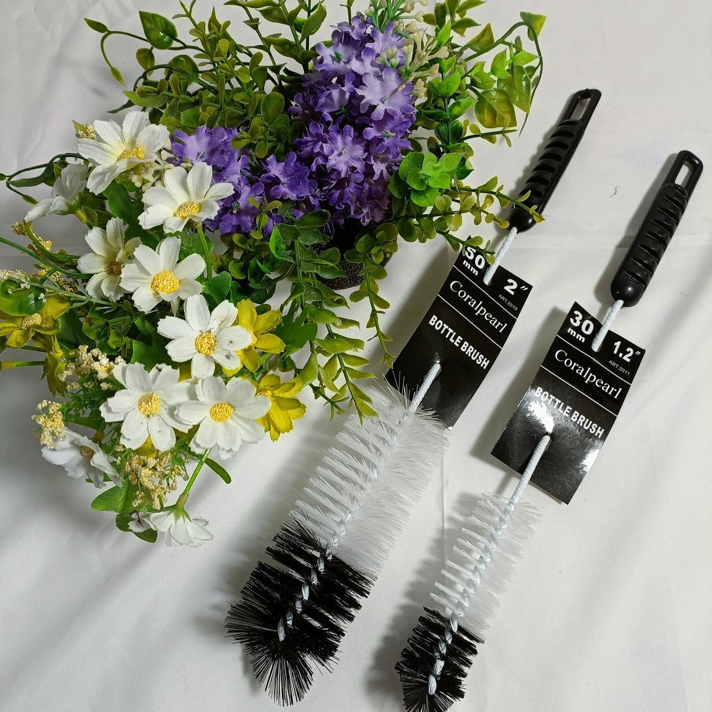 Coralpearl Bottle Brushes Thin Long Handle X 4, Utility Skinny Wire Cleaner Set Big Small, Bendable Flexible for Cleaning Narrow Neck Water, Beer, Wine, Baby Bottles, Pipes, Tubes, Hoses, and Flasks