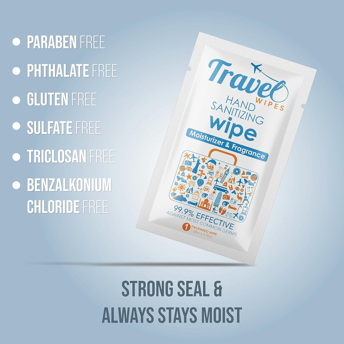 Hand Sanitizing Travel Wipes – 30ct Individually Wrapped | Fragrance-Free, Moisturizing, 70% Isopropyl Alcohol Wipes | Travel, Home, Office, Daily Use | Made in USA