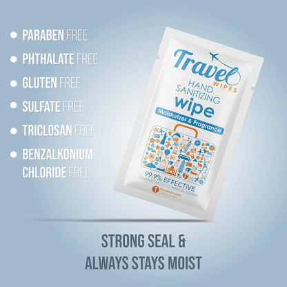 Hand Sanitizing Travel Wipes – 30ct Individually Wrapped | Fragrance-Free, Moisturizing, 70% Isopropyl Alcohol Wipes | Travel, Home, Office, Daily Use | Made in USA