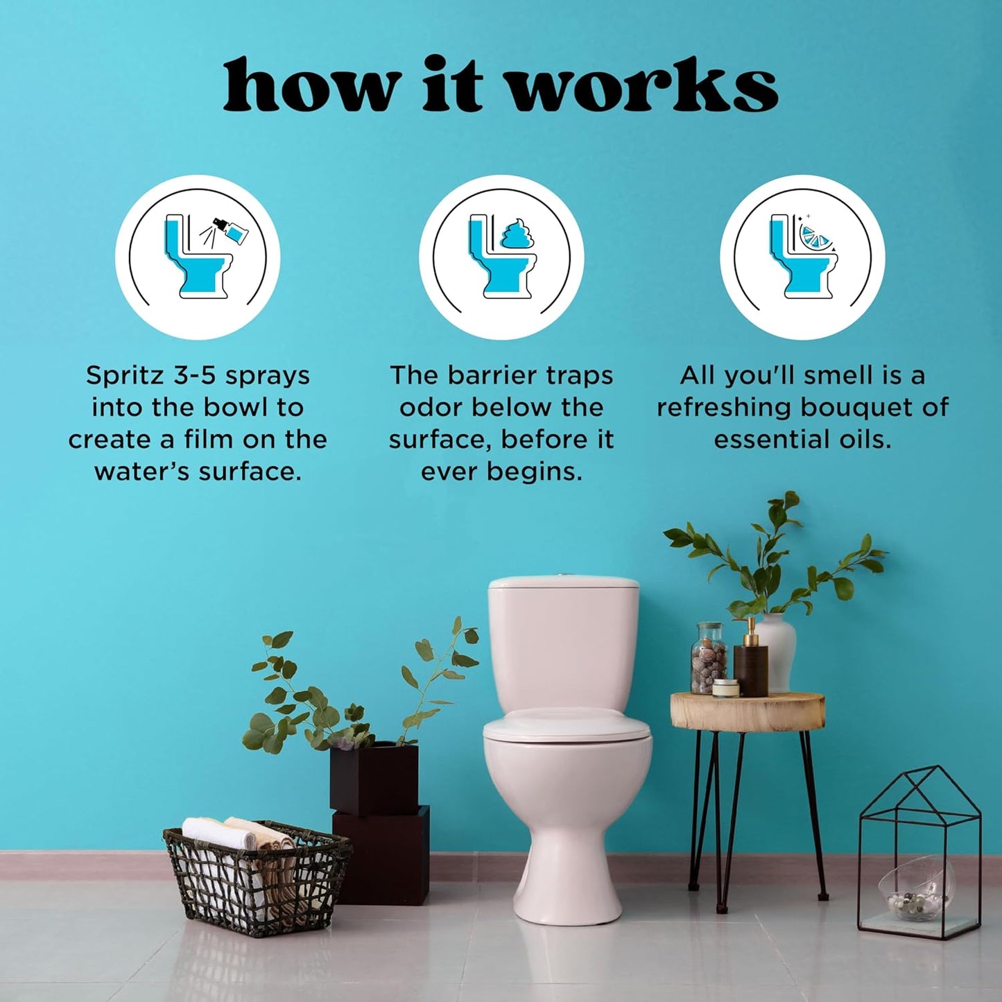 Poo-Pourri Before-You-Go Toilet Spray, Fresh Air, 4 Fl Oz, Up to 200 Uses, Bathroom Odor Deodorizer , Plant-Based with Essential Oils, for Home or Work, Jasmine, Fresh Air and Mint Scent