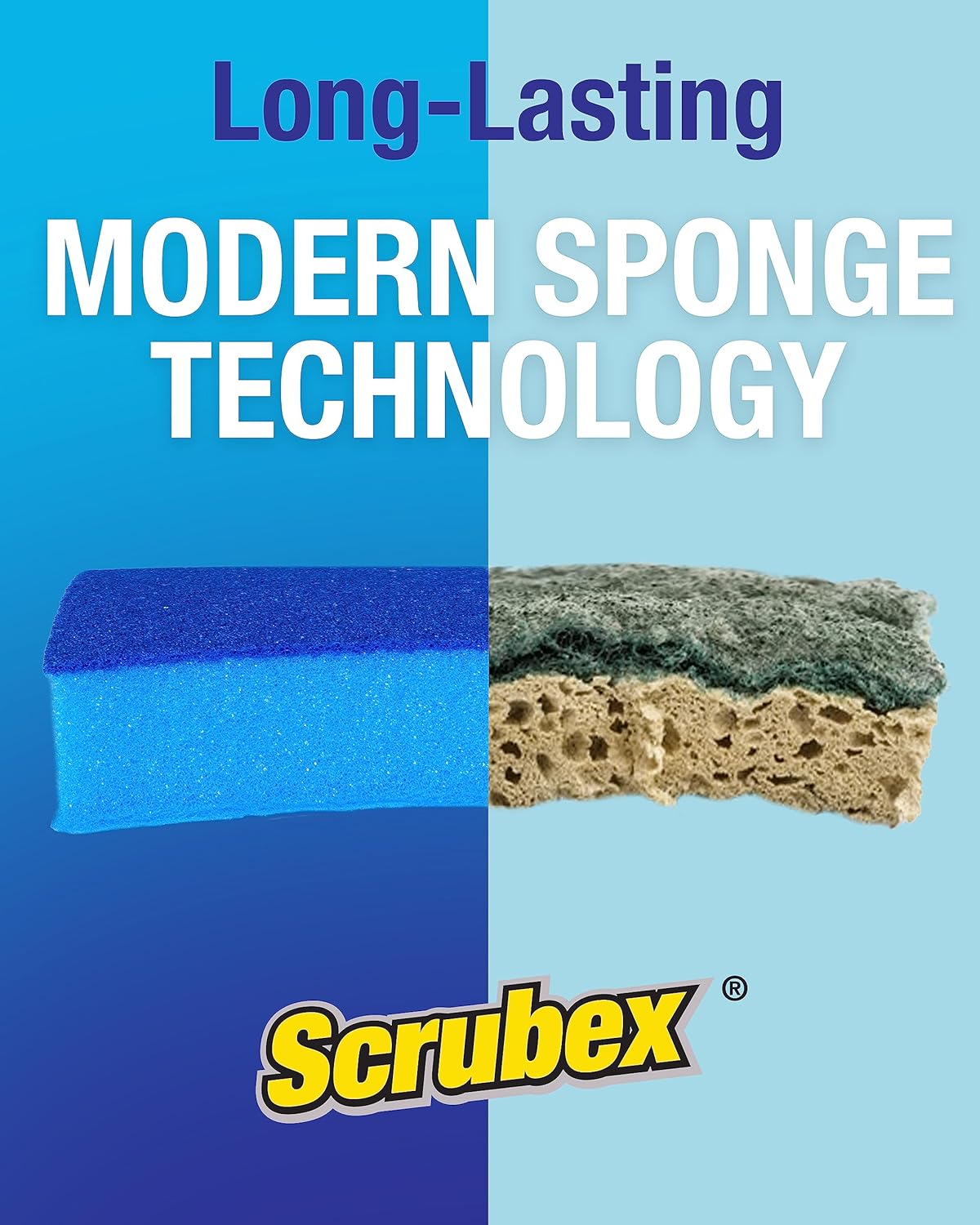 Non-Scratch Odor Resistant Scrub Sponge, Multi-Purpose Sponge for Kitchen and Household, Safe for Non-Stick Cookware (6 sponges)