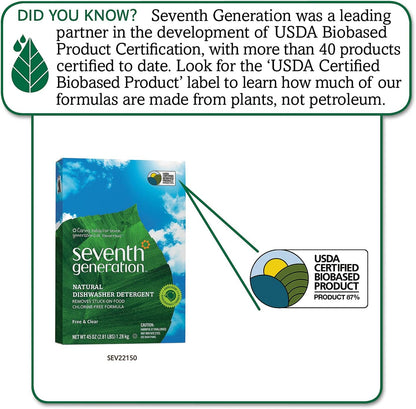 Seventh Generation Dishwasher Detergent Powder 2-Pack + Rinse Aid, Free & Clear, Biodegradable, Plant-Based & Fragrance-Free, Septic Safe