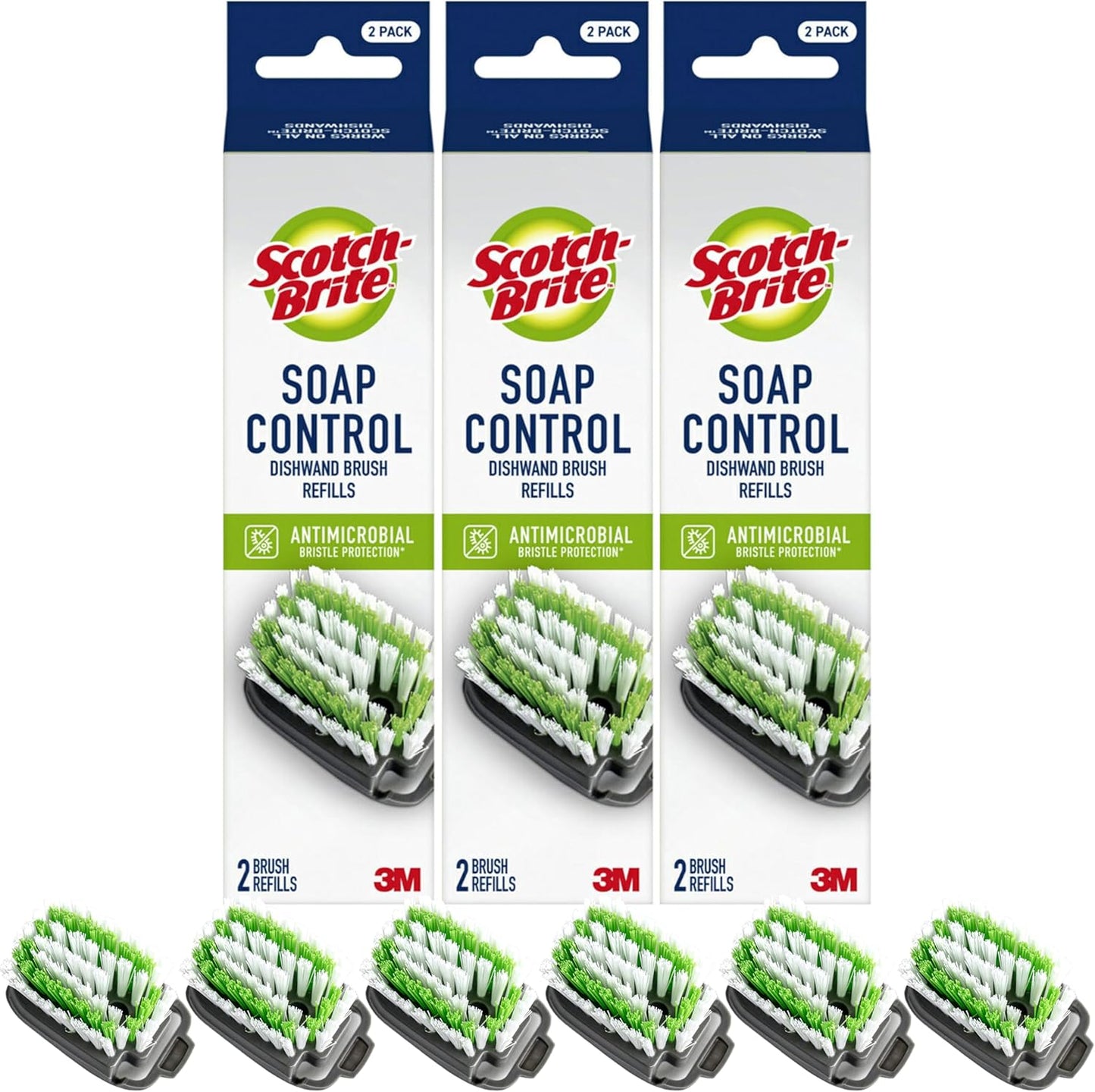 Scotch-Brite Advanced Soap Control Dishwand Brush Refill, 3 Pack
