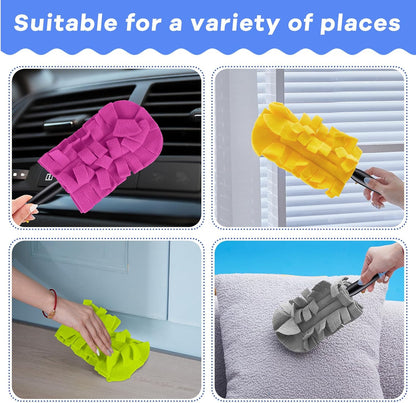 Zubebe 12 Pcs Duster Refill Reusable Fleece Duster Refills Feather Flat Dusters Multi Surface Washable Cleaning Pads Tools for Home, Blinds, Car, Pet, Furniture, Fans (Dark Color)