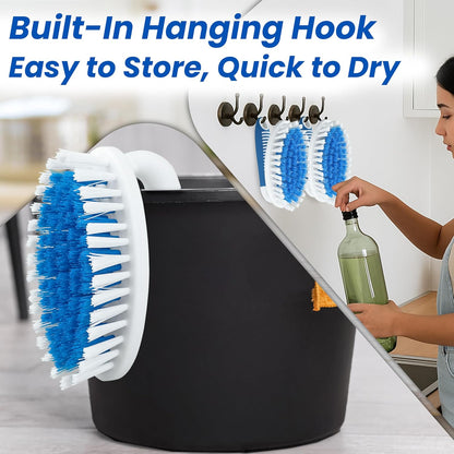 2 Pack Scrub Brushes, Cleaning Brush with Stiff Bristles, Handheld Scrubber for Bathroom, Shower, Tile, Carpet, Bathtub & Floor