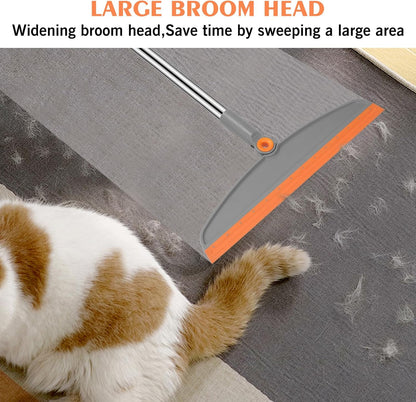 Multifunction Silicone Broom, 54 Inch Long Handle Silicone Floor Squeegee Broom, Sweep and Scrape 2 in 1 Household Cleaning Rubber Broom for Floor, Bathrooms, Kitchens, Showers, Tile, Pet Hair, Glass
