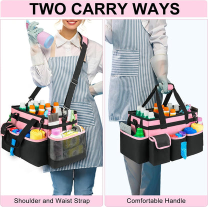 Cleaning Caddy,Cleaning Bag for Housekeepers,Cleaning Supplies Organizer with Handle,Black