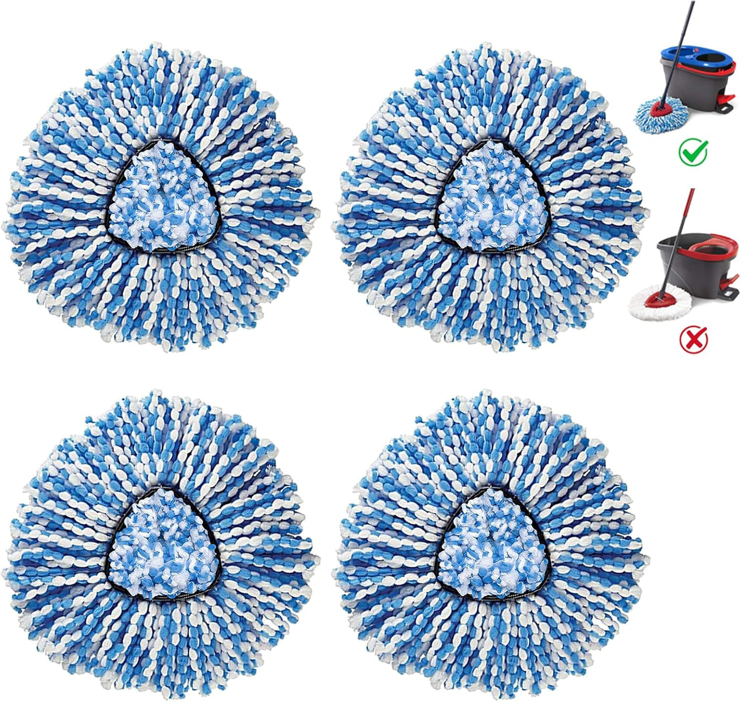 BonusLife 3-Pack Mop Head for O-Ceda RinseClean Spin Mop Refill 2-Tank System Only Easy Cleaning Microfiber Replacement