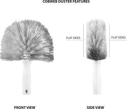 Unger Cobweb & Corner Duster – Dusters for Cleaning, Compatible with Telescopic Poles, Dusting Tools, Great for Ceilings, Moldings, HVAC & Floor Vents, and Corners, White/Black