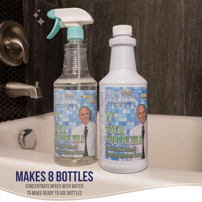 Don Aslett Tub n' Tile Foaming Bathroom Cleaner Set - 32 Oz Concentrated Formula | Cleaning Supplies for Shower Doors, Tile, Tub, and Sink