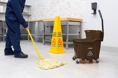 Carlisle FoodService Products Omnifit Mop Bucket with Side Press Wringer for Floor Cleaning, Kitchens, Restaurants, Office, And Janitorial Use, Polypropylene (Pp), 35 Quarts, Brown