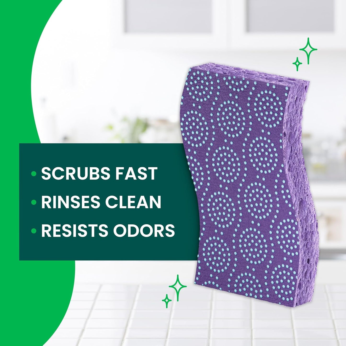 Scotch-Brite Odor Resist Heavy Duty Scrub Sponge, Dishwasher-Safe Kitchen sponges for Serious Scrubbing, Multipurpose Dish Sponge for Stuck-On Messes, 3 Scrubbing Sponges