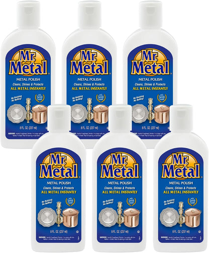 Mr. Metal Metal Polish Liquid All Metal Multipurpose Cleaner, Non-Abrasive, Instant Sterling Silver Cleaner, Brass and Stainless Steel Cleaner, Grime and Tarnish Remover, Chrome Silver Polish, 8 oz