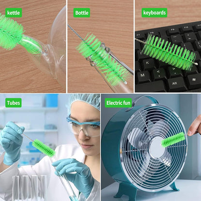 CiaraQ Bottle Cleaning Brushes, 8 Inch Nylon Tube Brush Set, Cleaner for Narrow Neck Bottles Cups with Hook, Set of 10pcs