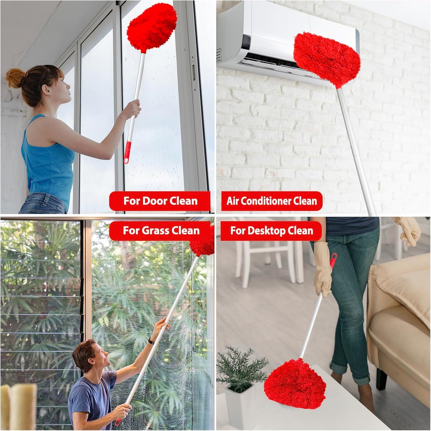 Ceiling Fan Cleaner Duster High Ceiling Extended Fan Blade Cleaner from 13 to 50 Inch Reusable Microfiber Ceiling Fan Duster with Extension Handle for Furniture Bookshelves Wall Door (Gray)