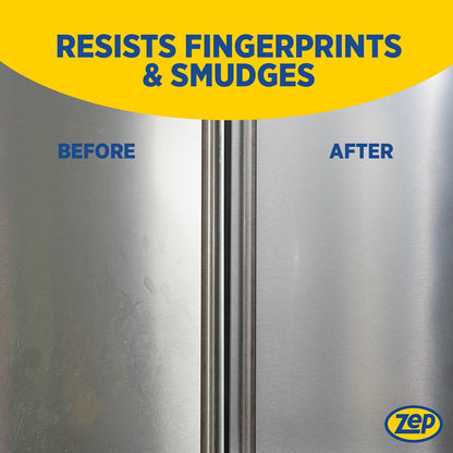 Zep Plus Stainless Steel Cleaner 32 oz (2 Units) & a Blue Microfiber Rag ECBD022 - Streak-Free Fingerprint Removal for Stainless Steel Appliances