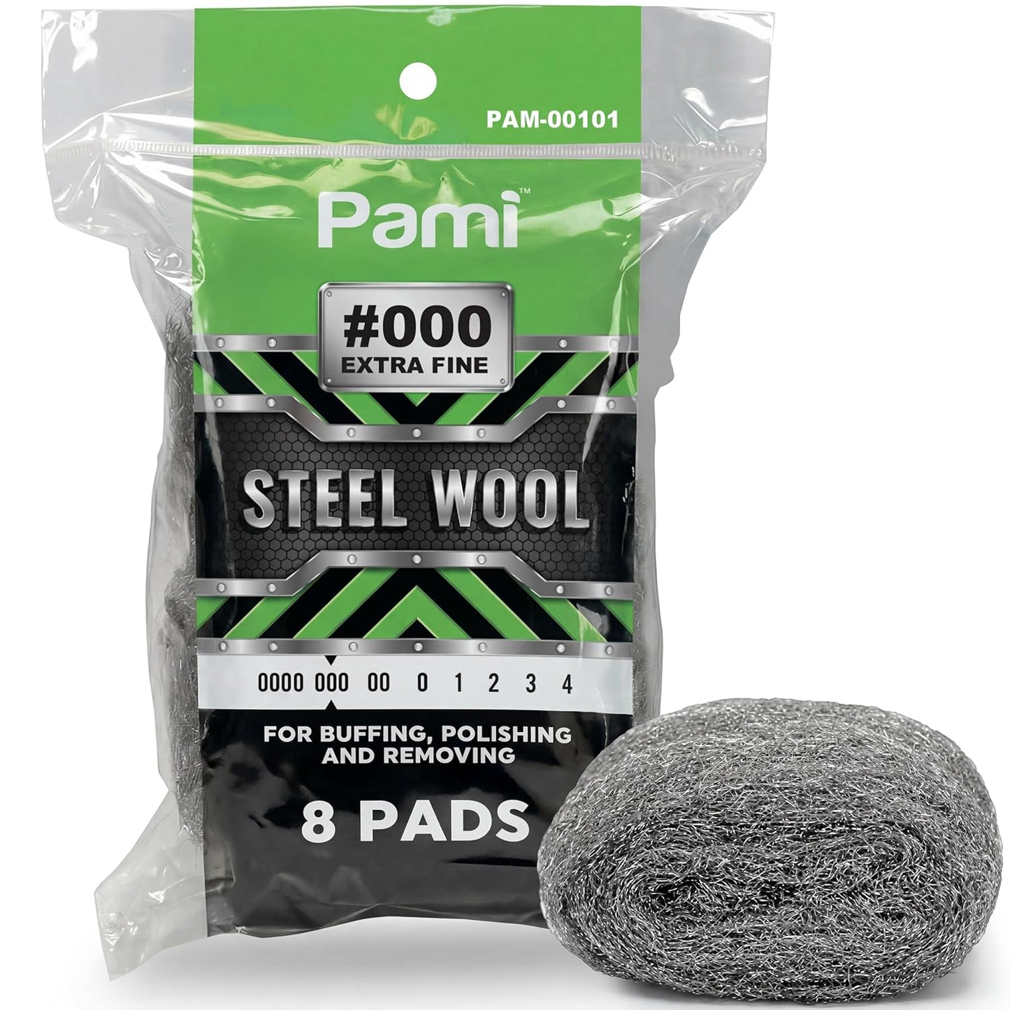 PAMI Extra Coarse #4 Stainless Steel Fiber Sponge Scrubbers Pack of 8 Steel Wool Pads Metal Sponges for Tough Cleaning Kitchen Bathroom